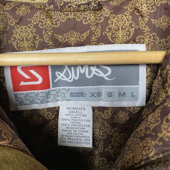 Sims Women's S Snowboard Jacket Brown Damask Hooded Insulated Ski Winter Coat - Picture 4 of 11